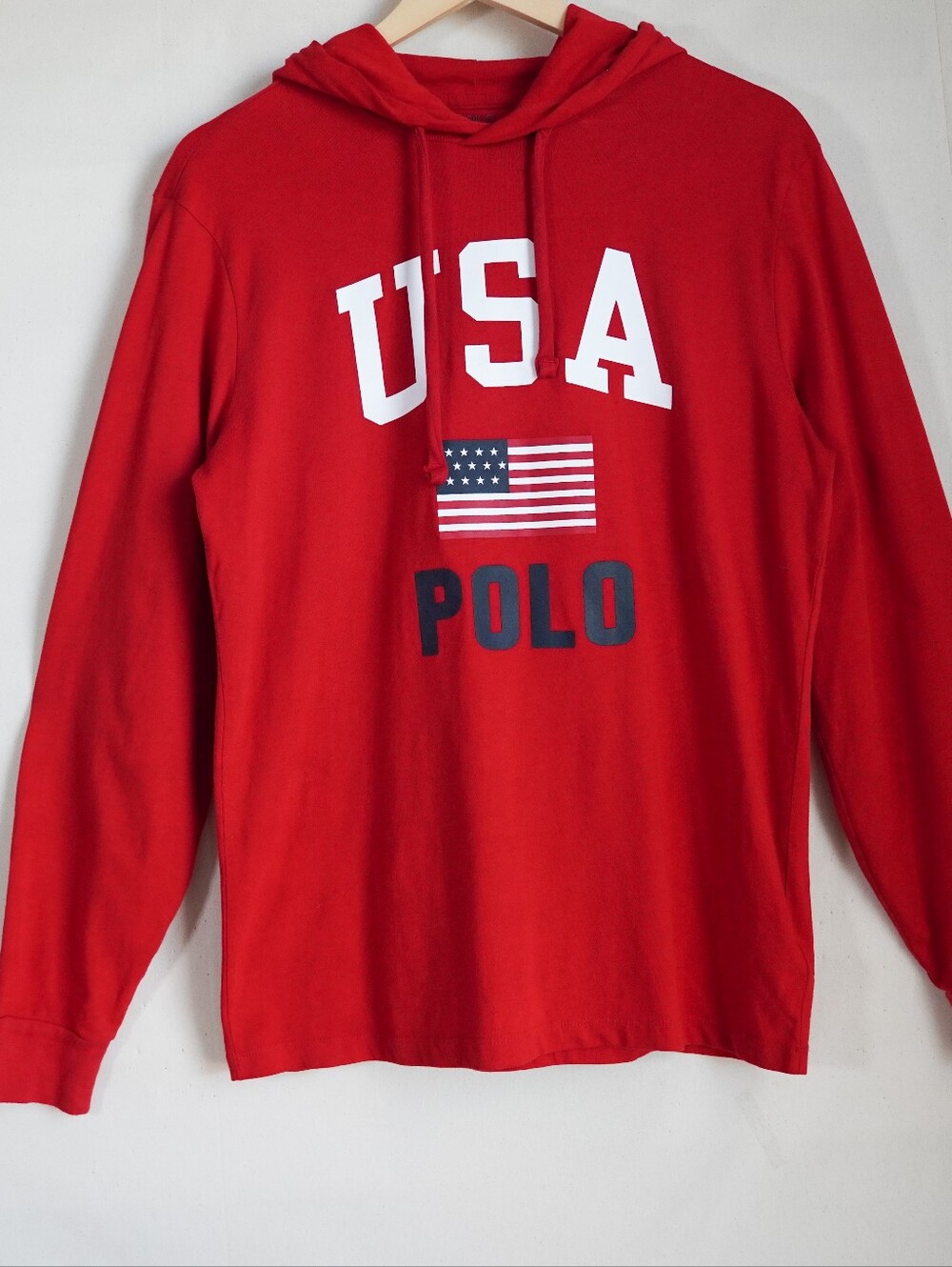 Polo Ralph Lauren USA Flag Red Hooded Shirt Small